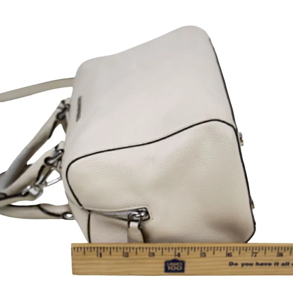 Michael Kors IVORY REAL LEATHER MEDIUM X-BODY SHOULDER BAG SATCHEL HANDBAG PURSE